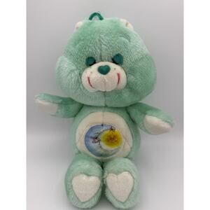 Vintage Care Bear Bedtime Plush 13" Light Green Moon Sun Sleepy Eyes Kenner 1983